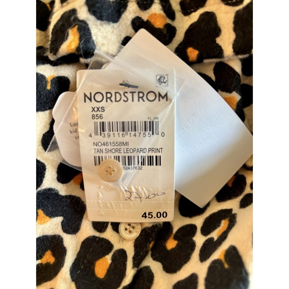 Nordstrom Tan Shore Leopard Print Button Down Nightgown Sleep Shirt NWT $45 XXS - Picture 6 of 9